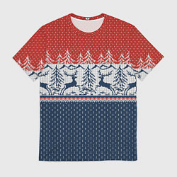 Мужская футболка Вязаный узор с оленями