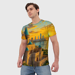 Футболка мужская Баку сплетение эпох на закате, цвет: 3D-принт — фото 2