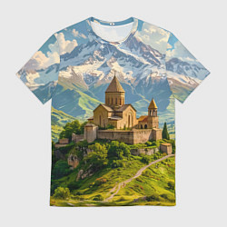 Футболка мужская Храм у подножия вечных вершин, цвет: 3D-принт
