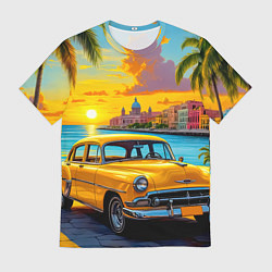 Мужская футболка Золотой закат над набережной