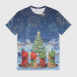 Мужская футболка Лошадки в новогоднюю ночь