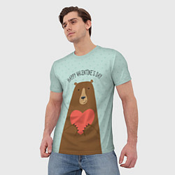 Футболка мужская Медведь с сердцем, цвет: 3D-принт — фото 2