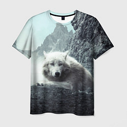 Мужская футболка Волк в горах