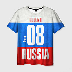 Футболка мужская Russia: from 08, цвет: 3D-принт