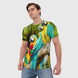 Футболка мужская Попугаи на ветке, цвет: 3D-принт — фото 2
