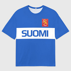 Футболка оверсайз мужская Сборная Финляндии: домашняя форма, цвет: 3D-принт