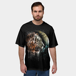 Футболка оверсайз мужская Космический тигр, цвет: 3D-принт — фото 2