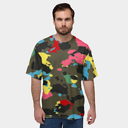 Футболка оверсайз мужская Цветной камуфляж, цвет: 3D-принт — фото 2