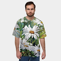 Футболка оверсайз мужская Ромашки, цвет: 3D-принт — фото 2