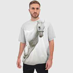 Футболка оверсайз мужская Белый конь, цвет: 3D-принт — фото 2