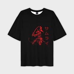 Мужская футболка оверсайз Японские иероглифы - самурай