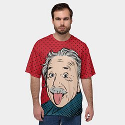 Футболка оверсайз мужская Альберт Эйнштейн: Поп-арт, цвет: 3D-принт — фото 2