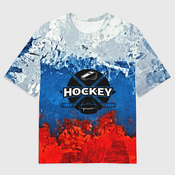 Мужская футболка оверсайз Хоккей триколор