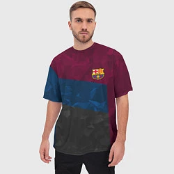 Футболка оверсайз мужская FC Barcelona: Dark polygons, цвет: 3D-принт — фото 2