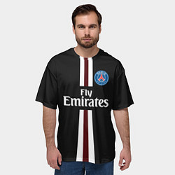 Футболка оверсайз мужская PSG FC: Black 2018, цвет: 3D-принт — фото 2
