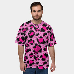 Футболка оверсайз мужская Розовый леопард, цвет: 3D-принт — фото 2