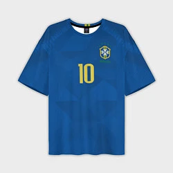 Мужская футболка оверсайз Сборная Бразилии: Неймар ЧМ-2018 гостевая