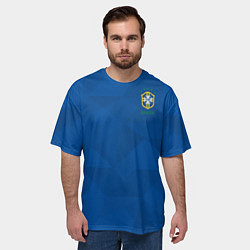 Футболка оверсайз мужская Бразилия: Гостевая ЧМ-2018, цвет: 3D-принт — фото 2