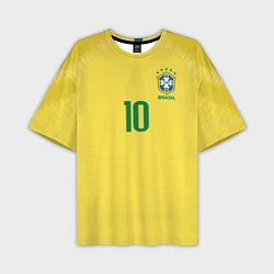Футболка оверсайз мужская Сборная Бразилии: Неймар ЧМ-2018 домашняя, цвет: 3D-принт