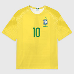 Мужская футболка оверсайз Сборная Бразилии: Неймар ЧМ-2018 домашняя