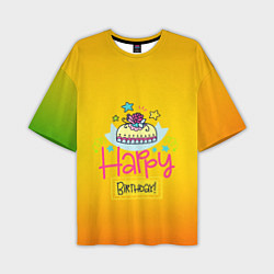Мужская футболка оверсайз Happy Birthday