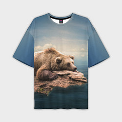 Мужская футболка оверсайз Грустный медведь