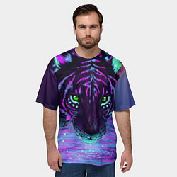 Футболка оверсайз мужская Неоновый тигр, цвет: 3D-принт — фото 2