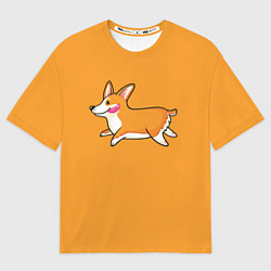 Футболка оверсайз мужская Бегущий корги, цвет: 3D-принт