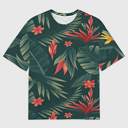Футболка оверсайз мужская Зеленые тропики, цвет: 3D-принт
