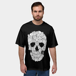 Футболка оверсайз мужская Sketchy Cat Skull, цвет: 3D-принт — фото 2