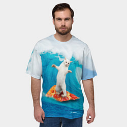 Футболка оверсайз мужская Кот-серфер, цвет: 3D-принт — фото 2