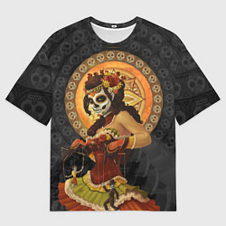 Мужская футболка оверсайз Мексиканка - стиль Калавера Катрина