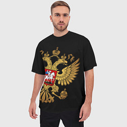 Футболка оверсайз мужская Золотой герб России, цвет: 3D-принт — фото 2