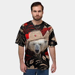 Футболка оверсайз мужская Медведь в ушанке, цвет: 3D-принт — фото 2