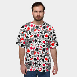 Футболка оверсайз мужская Игральные карты - тузы, цвет: 3D-принт — фото 2