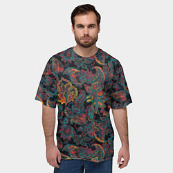 Футболка оверсайз мужская Узор пейсли на черном, цвет: 3D-принт — фото 2