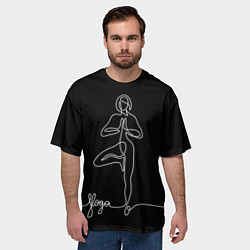Футболка оверсайз мужская Йога - линейный рисунок, цвет: 3D-принт — фото 2