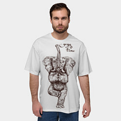 Футболка оверсайз мужская Yoga time - elephant, цвет: 3D-принт — фото 2