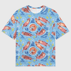 Мужская футболка оверсайз Весёлые дружные выдры