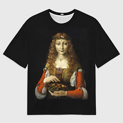 Футболка оверсайз мужская Девушка с вишнями, цвет: 3D-принт