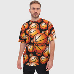 Футболка оверсайз мужская Баскетбольные яркие мячи, цвет: 3D-принт — фото 2