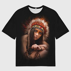 Мужская футболка оверсайз Индейская девушка