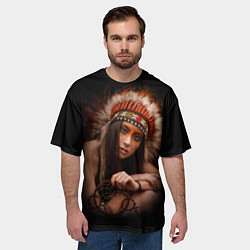Футболка оверсайз мужская Индейская девушка, цвет: 3D-принт — фото 2