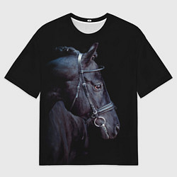 Мужская футболка оверсайз Конь вороной