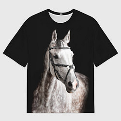 Мужская футболка оверсайз Серный в яблоках конь