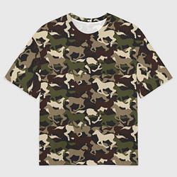 Мужская футболка оверсайз Камуфляж - лошади