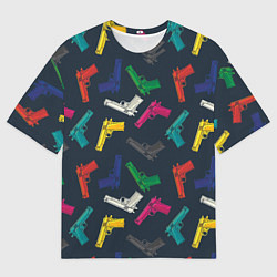 Мужская футболка оверсайз Разноцветные пистолеты