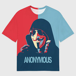 Мужская футболка оверсайз Anonymous поп арт мем