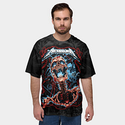 Футболка оверсайз мужская Metallica - кричащий скелет, цвет: 3D-принт — фото 2