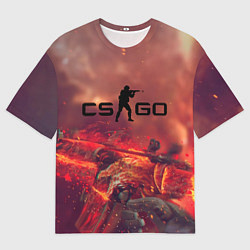 Мужская футболка оверсайз CS GO logo abstract style